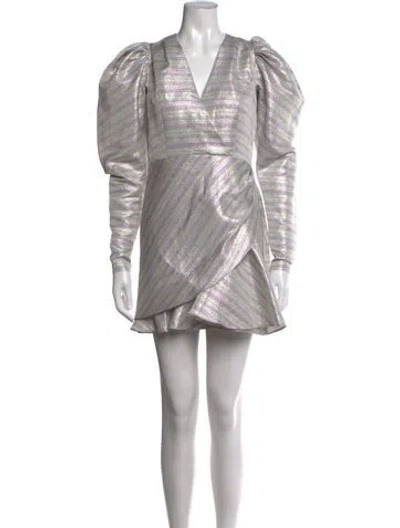 Pre-owned Rotate Birger Christensen Striped Mini Dress In Green/metallic/purple