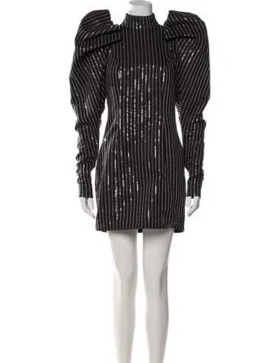 Pre-owned Rotate Birger Christensen Striped Mini Dress W/ Tags In Black