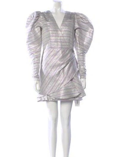Pre-owned Rotate Birger Christensen Striped Mini Dress W/ Tags In Green/metallic/purple