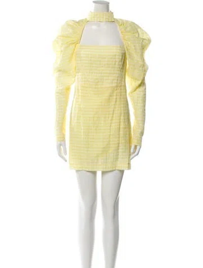 Pre-owned Rotate Birger Christensen Striped Mini Dress In Yellow
