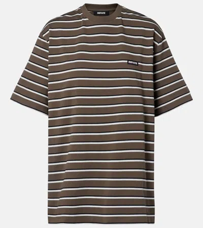 Rotate Birger Christensen Striped Oversized Cotton Jersey T-shirt In Brown