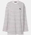 Rotate Birger Christensen Striped Oversized Cotton Jersey T-shirt In Neutral