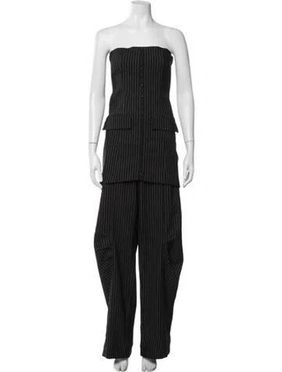Pre-owned Rotate Birger Christensen Striped Pant Set In Black