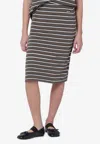Rotate Birger Christensen Rotate Birgerchristensen Brown Striped Cottonjersey Pencil Skirt In Brown
