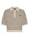 Rotate Birger Christensen Striped Polo Shirt With Logo Patch