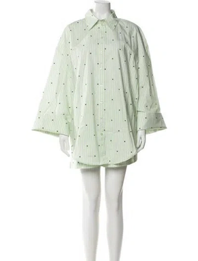 Pre-owned Rotate Birger Christensen Striped Short Set W/ Tags In Green