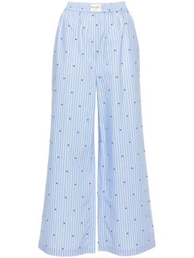 Rotate Birger Christensen Striped Straight-leg Trousers In Blue