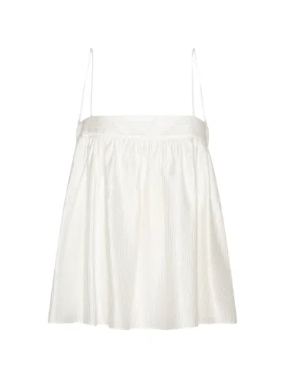 Rotate Birger Christensen Striped Slip Top In Bright White