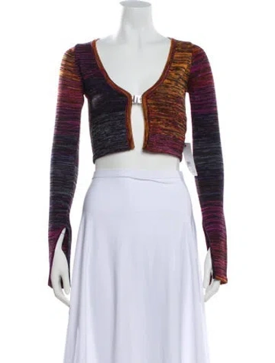 Pre-owned Rotate Birger Christensen Striped V-neck Crop Top In Multi
