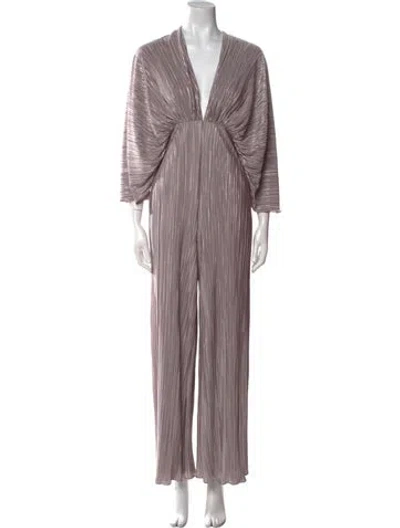 Pre-owned Rotate Birger Christensen Striped V-neck Jumpsuit In Purple