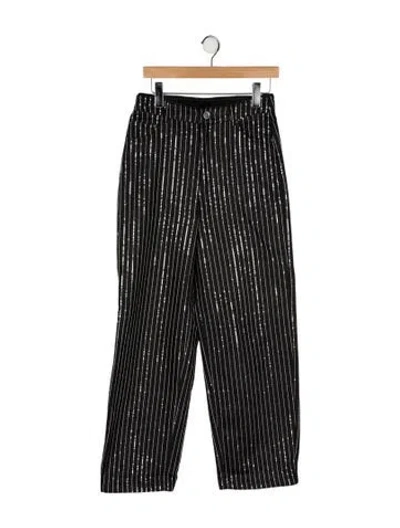 Pre-owned Rotate Birger Christensen Striped Wide Leg Pants In Gray