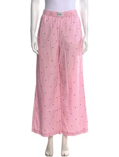 Pre-owned Rotate Birger Christensen Striped Wide Leg Pants In Pink