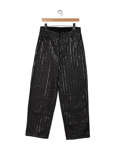 Pre-owned Rotate Birger Christensen Striped Wide Leg Pants W/ Tags In Black