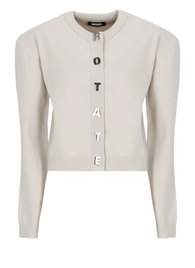 Rotate Birger Christensen Structured Cropped Cardigan With Padded Shoulder Pads In Animal Print