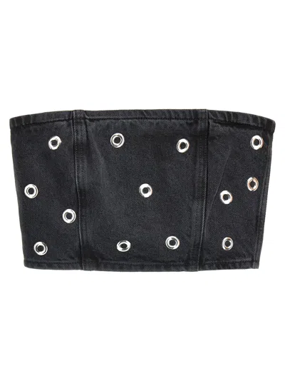 Rotate Birger Christensen Studded Denim Blouse In Black