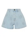 Rotate Birger Christensen Rotate High-waisted Denim Stud Shorts In Light Blue In Blue