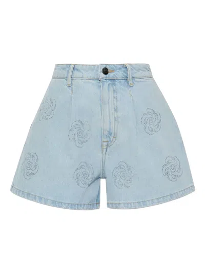 ROTATE BIRGER CHRISTENSEN STUDDED DENIM SHORTS
