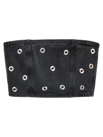 ROTATE BIRGER CHRISTENSEN STUDDED DENIM TOP