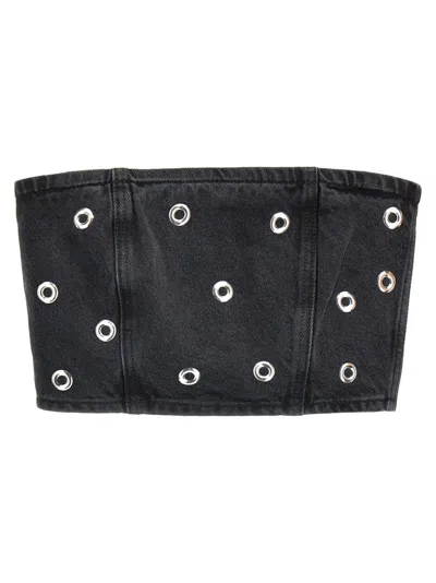 Rotate Birger Christensen Studded Denim' Top In Black