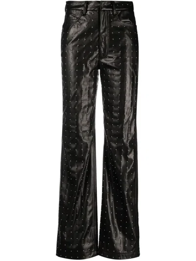 Rotate Birger Christensen Studded Faux-leather Trousers In Black