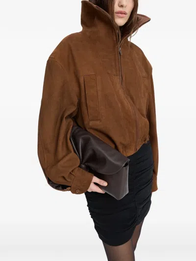 Rotate Birger Christensen Suede Jacket In Brown
