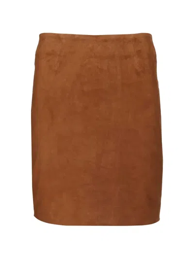Rotate Birger Christensen Suede Mini Skirt In Brown