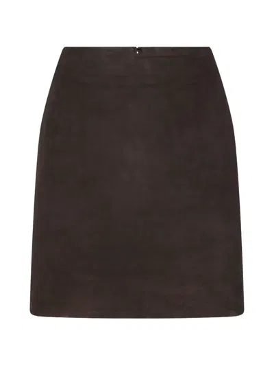 Rotate Birger Christensen Suede Mini Skirt In Brown