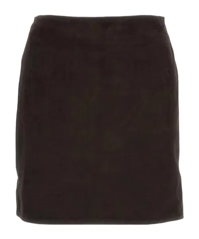 Rotate Birger Christensen Suede Mini Skirt In Brown