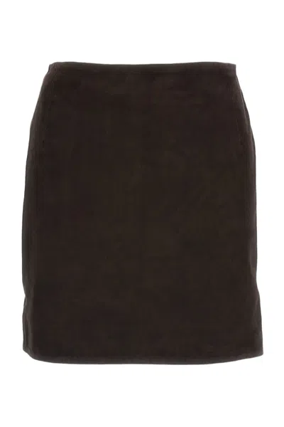 Rotate Birger Christensen Suede Mini Skirt In Brown