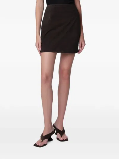 Rotate Birger Christensen Suede Mini Skirt In Brown