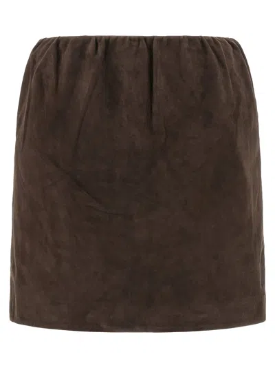 Rotate Birger Christensen Suede Skirt In Brown