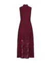 Rotate Birger Christensen Abito Lungo Floreale Bordeaux In Burgundy