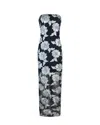 Rotate Birger Christensen Long Dress With All-over Floral Motif And Semi Sheer Lower Part In Tech Fabric In Grey