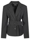 Rotate Birger Christensen Suiting Belted Blazer In Black