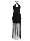 Rotate Birger Christensen Rotate Sunday Capsule Bead Fringed Dress In Black