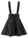 Rotate Birger Christensen Flared Black Leather Mini Skirt In Black