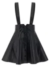 Rotate Birger Christensen Flared Black Leather Mini Skirt In Black