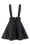 Rotate Birger Christensen Flared Black Leather Mini Skirt In Black