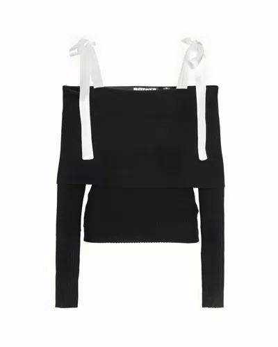 Rotate Birger Christensen Off-shoulder Top In Black