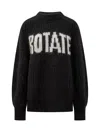 Rotate Birger Christensen Shandy Firm Wool Blend Knit Sweater In Black