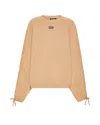 Rotate Birger Christensen Round Neck Knit Sweater With Tonal Lace-up Detail In Brown