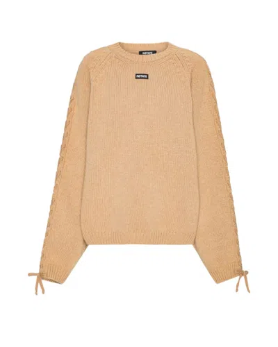 Rotate Birger Christensen Round-neck Long-sleeve Sweater In Brown