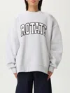 Rotate Birger Christensen Oversized Cotton Crew Neck Sweatshirt In Gray