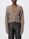 Rotate Birger Christensen Cropped Cardigan With Textured Cable Knit In Multi