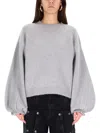 Rotate Birger Christensen Light Grey Sweater With Balloon Sleeves In Gray