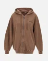 Rotate Birger Christensen Logo-embroidered Zipped Hoodie In Brown