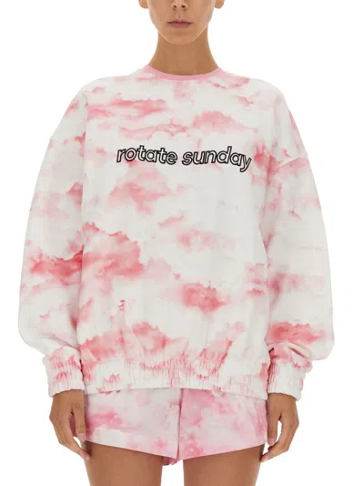 Rotate Birger Christensen Sweatshirt With Logo Embroidery In Pink
