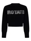 Rotate Birger Christensen Rotate Rhinestone Logo Cropped Shirt In Negro