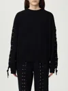 Rotate Birger Christensen Crew Neck Lace-up Detail Sweatshirt In Black