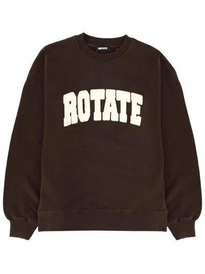 Rotate Birger Christensen Sweatshirt With Logo In Brown